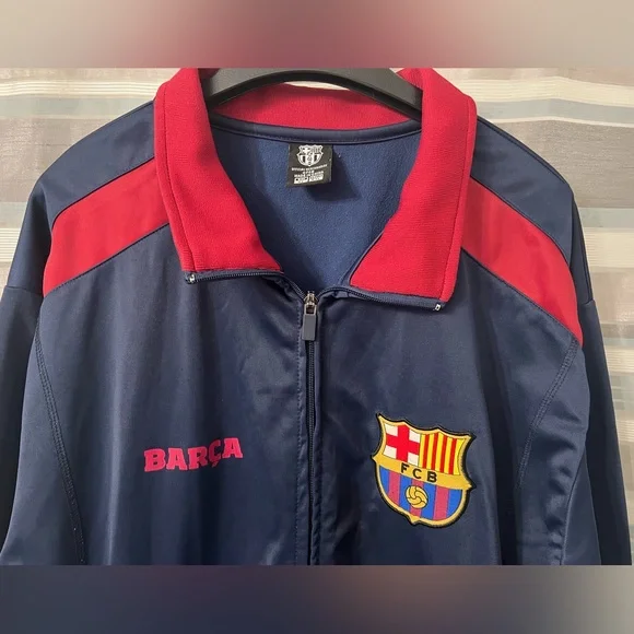 FC Barcelona Full Zip Track Navy Blue Jacket - Picture 3 of 15